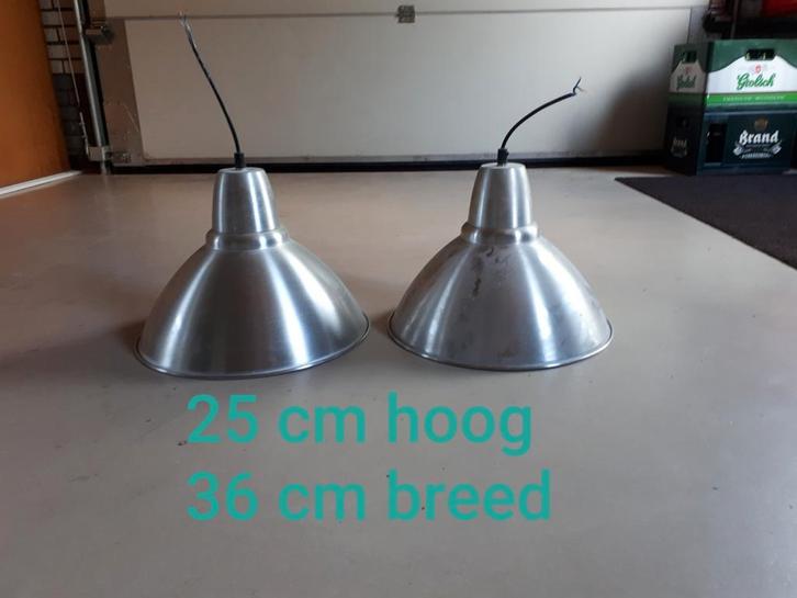 Industriële Hanglampen - Set van 2, Huis en Inrichting, Lampen | Hanglampen, Gebruikt, Minder dan 50 cm, Metaal, Ophalen of Verzenden