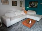 Hoekbank wit leer, Huis en Inrichting, Ophalen, Gebruikt, Hoekbank, 300 cm of meer