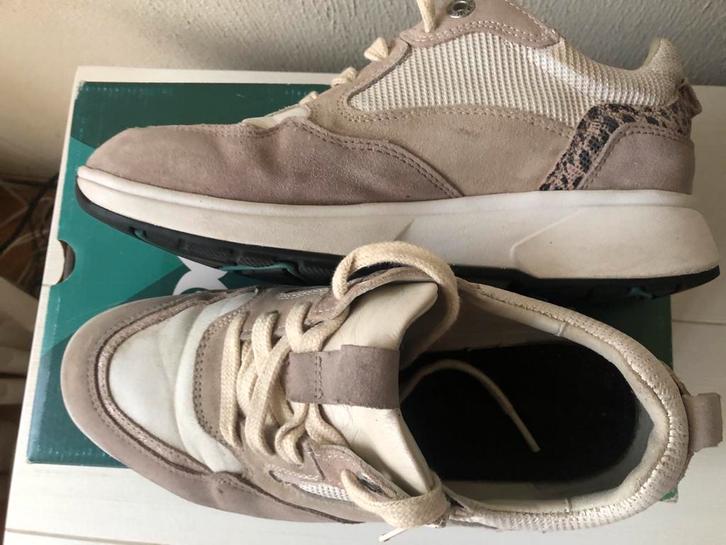 Xsensible Sneakers Beige Leer Rits+Veters Wijdte H, Kleding | Dames, Schoenen, Gedragen, Sneakers of Gympen, Beige, Ophalen of Verzenden