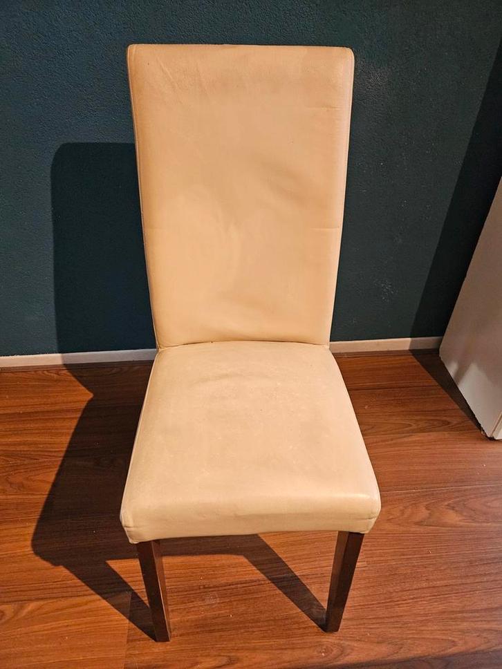 4 leren eetkamerstoelen, Huis en Inrichting, Stoelen, Gebruikt, Vijf, Zes of meer stoelen, Ophalen