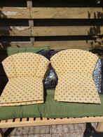 4x gele tuinstoelkussens, Ophalen, Gebruikt