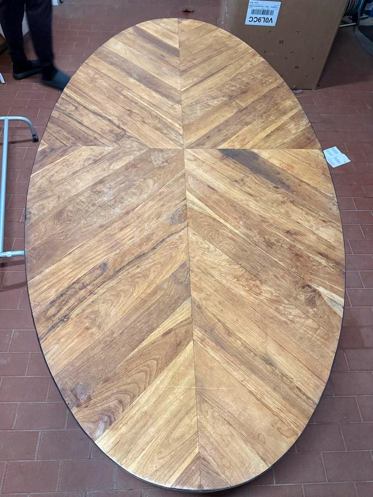 Ovale Visgraat Eettafel - 200x100cm, Huis en Inrichting, Tafels | Eettafels, Zo goed als nieuw, 100 tot 150 cm, 150 tot 200 cm