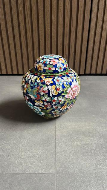 Metalen gemberpot – gebloemd multicolor blauw beschikbaar voor biedingen