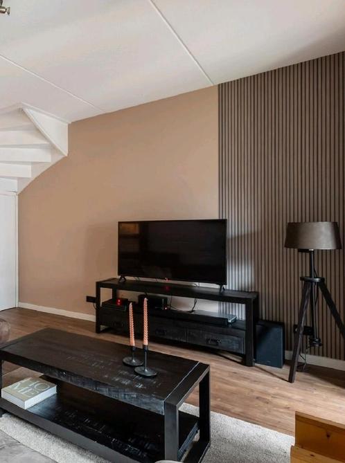 Tv meubel mangohout zwart, Huis en Inrichting, Kasten | Televisiemeubels, Zo goed als nieuw, Minder dan 100 cm, 25 tot 50 cm, Metaal