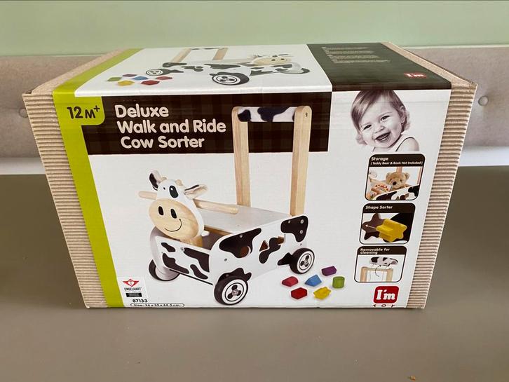 Loop en duw wagen koe merk I’m toy - nieuw in doos!, Kinderen en Baby's, Speelgoed | Buiten | Voertuigen en Loopfietsen, Nieuw