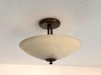 Art Deco hanglamp plafondlamp brons met glazen kap, Ophalen, Gebruikt, Glas, Art Deco