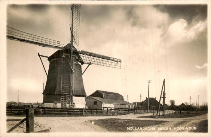Hoogwoud - Hollandsche Molen, Verzamelen, Ansichtkaarten | Nederland, Ongelopen, Noord-Holland, Voor 1920, Ophalen of Verzenden