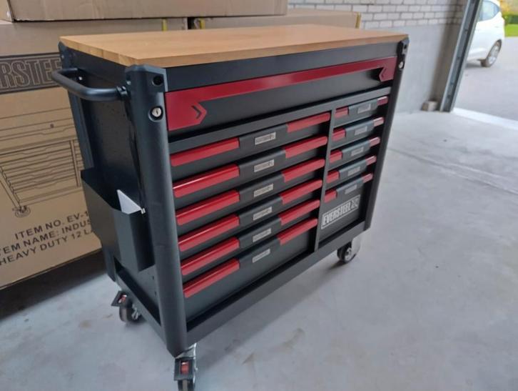 eversteel gereedschapwagen 12 laden 10 gevuld, Doe-het-zelf en Verbouw, Gereedschapskisten, Nieuw, Gevuld, Ophalen of Verzenden