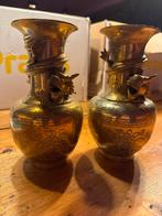 Antieke messing vazen met draken, Ophalen of Verzenden