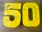 Papier mache cijfers 50, Hobby en Vrije tijd, Feestartikelen, Ophalen of Verzenden, Zo goed als nieuw, Versiering, Verjaardag