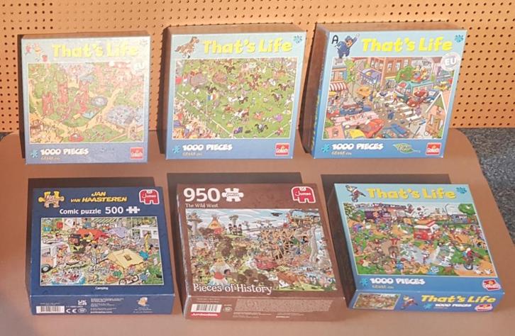 8 Puzzels 500 - 1000 v Haasteren, That’s Life, Jumbo, Hobby en Vrije tijd, Denksport en Puzzels, Gebruikt, Legpuzzel, 500 t/m 1500 stukjes