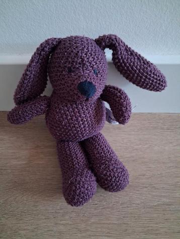 Knuffel Prenatal konijn paars gebreid 20 cm K9983 beschikbaar voor biedingen