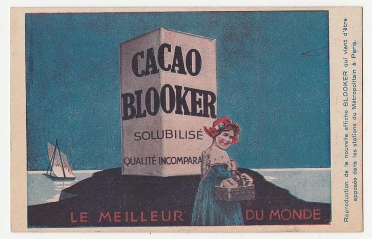 Reclame.  Cacao Blooker.  Amsterdam.  Parijs., Verzamelen, Ansichtkaarten | Themakaarten, Ongelopen, Voor 1920, Overige thema's