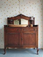 Vintage commode met spiegel / eikenhout /Queen Ann dressoir, 50 tot 70 cm, Ophalen of Verzenden, 90 tot 105 cm, 100 cm of meer