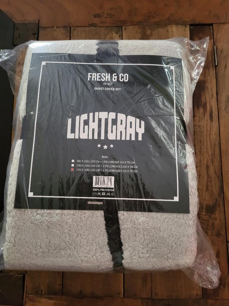 *nieuw* dekbedovertrek teddy lits jumeaux (licht grijs), Dekbedovertrek, Ophalen of Verzenden, Grijs, Nieuw