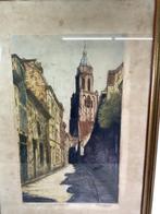 Toren van Arnhem kleurenets ets Cornelis vd Woerd # 9978, Ophalen of Verzenden