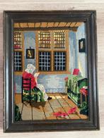 Gobelin geborduurd en ingelijst 35x45 cm vintage, Hobby en Vrije tijd, Borduren en Borduurmachines, Ophalen of Verzenden, Zo goed als nieuw