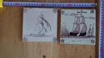 Antieke Delftse bruine tegels met scheepsmotief, Antiek en Kunst, Antiek | Wandborden en Tegels, Ophalen of Verzenden