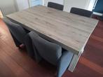 Eetkamertafel met 4 stoelen op wieltjes, Ophalen, Gebruikt, 4 tot 6 stoelen