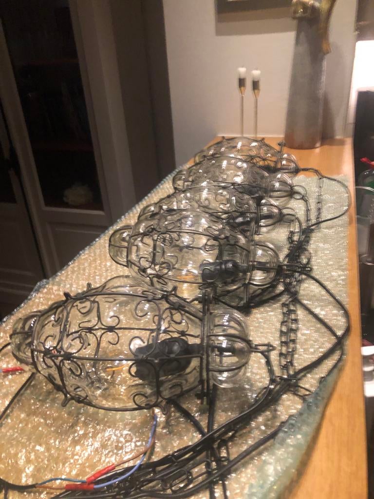 5 Handgeblazen Venetiaanse Glas Hanglampen, Huis en Inrichting, Lampen | Hanglampen, Gebruikt, Minder dan 50 cm, Glas, Ophalen of Verzenden