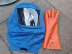 Presing isolerende/vlambog handschoenen en gelaatsscherm, Ophalen of Verzenden, Gebruikt