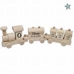 Houten Bouwtrein | Beukenhouten Trein (met naam / geboortege, Ophalen of Verzenden, Nieuw, Kraamcadeau