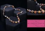 Vintage edelstenen ketting met vat sluiting - K3FLH-P6Z1, Overige kleuren, Ophalen of Verzenden, Zo goed als nieuw, Steen of Mineraal