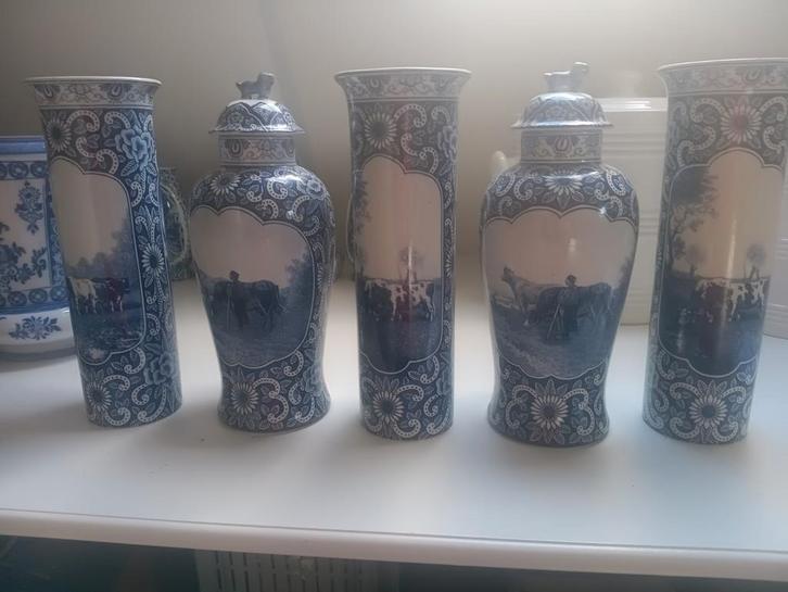 Antiek Delft Blauw Kaststel P. Regout - Jan Vrolijk, Antiek en Kunst, Antiek | Vazen, Ophalen
