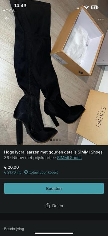 Lycra hoge laarzen SIMMI - maat 36 beschikbaar voor biedingen