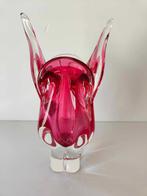 Roze glazen vaas Josef Hospodka Glasfabriek Cribska Tsjechië, Ophalen of Verzenden
