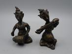 2 vintage bronzen Muzikanten beeldjes uit Orissa india, Ophalen of Verzenden