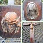 Antiek Kruisbeeld & Maria Jezus Hout '50, Ophalen of Verzenden