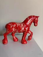 Keramisch Paardenbeeld - Rood Belgisch Fries paard, Antiek en Kunst, Kunst | Beelden en Houtsnijwerken, Ophalen of Verzenden