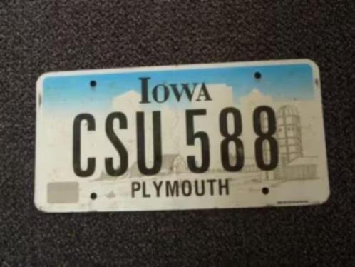 Kentekenplaat licenseplate Iowa Plymouth USA, Verzamelen, Automerken, Motoren en Formule 1, Gebruikt, Auto's, Verzenden