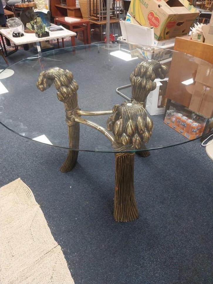 Willy Daro Hollywood Regency Eettafel - Messing & Glas, Antiek en Kunst, Antiek | Meubels | Tafels, Ophalen