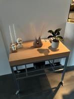 Bijzet tafel op wielen incl glasplaat, Huis en Inrichting, Tafels | Sidetables, Ophalen, 50 tot 100 cm, Vierkant, Zo goed als nieuw