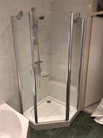 Vijfhoek douchecabine 90x90x180 (zonder bak), Ophalen, Gebruikt