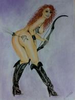 Cupido met pijl en boog tekening erotisch, Ophalen of Verzenden