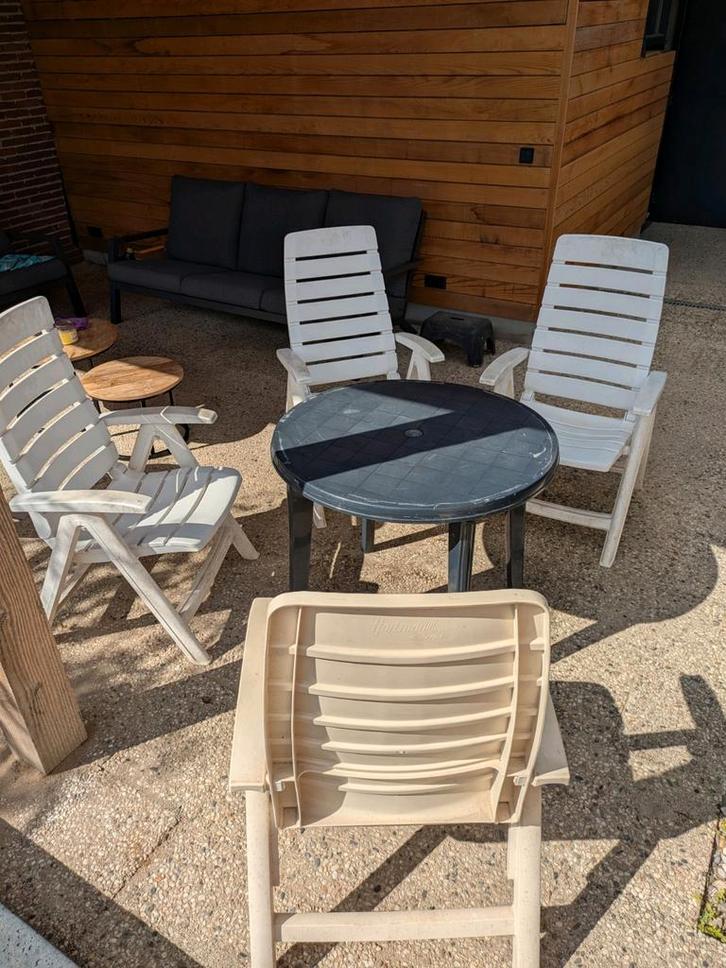 Hartman Tuinset - 4 Stoelen & Tafel, Tuin en Terras, Tuinstoelen, Gebruikt, Plastic, Ophalen