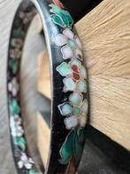 Vintage Cloisonné Armband met Bloemen, Sieraden, Tassen en Uiterlijk, Armbanden, Overige materialen, Gebruikt, Verzenden, Zwart