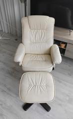 Leren draai fauteuil met vooetenbankje, Huis en Inrichting, Fauteuils, Ophalen, Gebruikt, Minder dan 75 cm, Leer