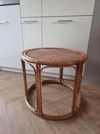 Vintage rotan bijzettafel, Ophalen, Rond, Minder dan 55 cm, 45 tot 60 cm