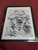 Houtskool tekening clown, Antiek en Kunst, Kunst | Tekeningen en Foto's, Ophalen