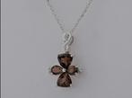 14kt witgouden ketting met hanger 8 diamanten rookkwarts, Sieraden, Tassen en Uiterlijk, Kettingen, Ophalen of Verzenden, Nieuw