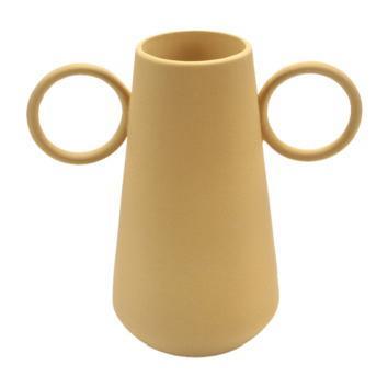 GEZOCHT! - Gele vaas met oren (Karwei), Huis en Inrichting, Woonaccessoires | Vazen, Gebruikt, Geel, Minder dan 50 cm, Aardewerk of Porselein