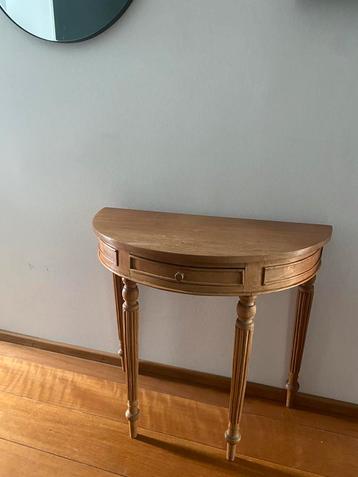 Vintage Grenen halve maan tafel beschikbaar voor biedingen