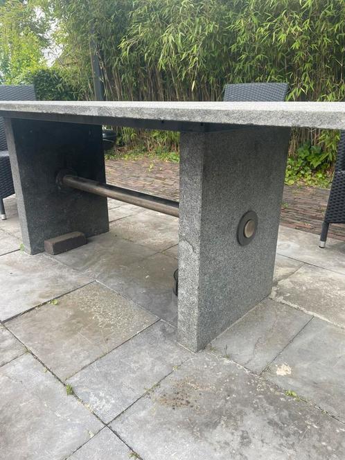 Natuurstenen eettafel 200x100, Tuin en Terras, Tuintafels, Gebruikt, Rechthoekig, Overige materialen, Ophalen