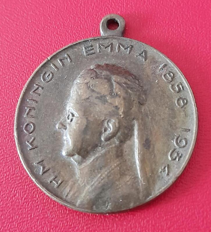 penning Koniging Emma 1858-1934, Postzegels en Munten, Penningen en Medailles, Overige materialen, Nederland, Ophalen of Verzenden