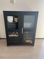 Zwarte Vitrinekast met Glazen Deuren, Ophalen, 50 tot 100 cm, Minder dan 100 cm, 25 tot 50 cm