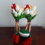 Carnaval🔴⚪🟡🐸 Oeteldonks bloemen in vaas sfeer in je huis, Carnaval, Versiering, Ophalen of Verzenden, Zo goed als nieuw
